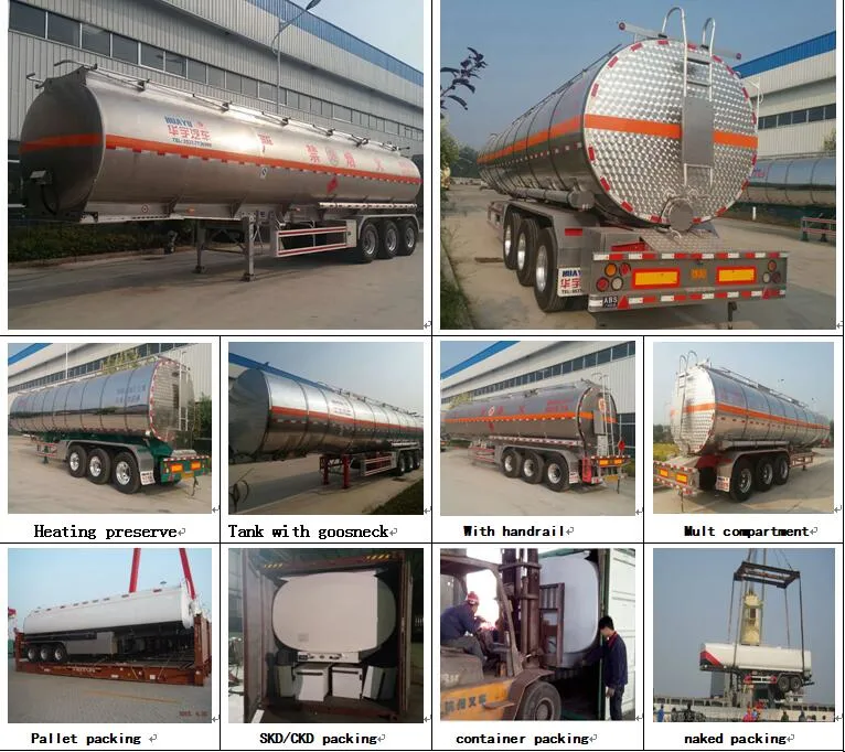 Three Axle 30000L/40000L/50000L Carbon Steel/Stainless Steel/Aluminum Alloy Tank/Tanker Semi Trailer for Oil/Fuel/Diesel/Gasoline/Crude/Water/Milk Transport