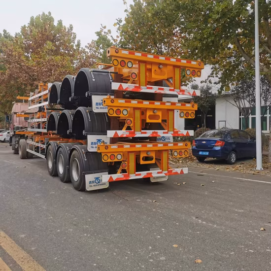 Mongolia Coal Loading Two Flatbed Semitrailer Container Trailer Container Dump Skeleton Truck Low Boy Dolly Lowbed Truck Trailer